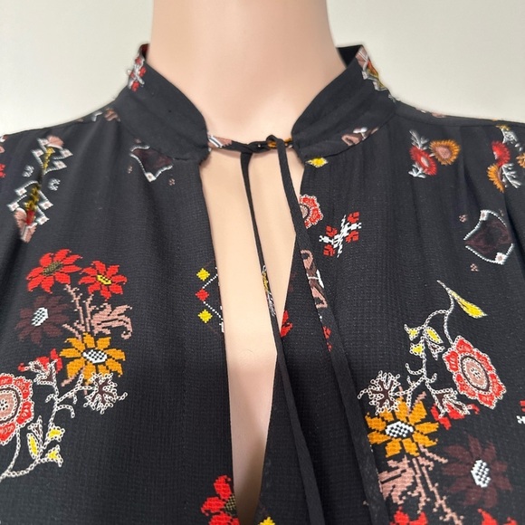 Derek Lam Dress 6 Floral Boho  100 % Silk Multicolor Long Sleeve PB - Picture 2 of 12